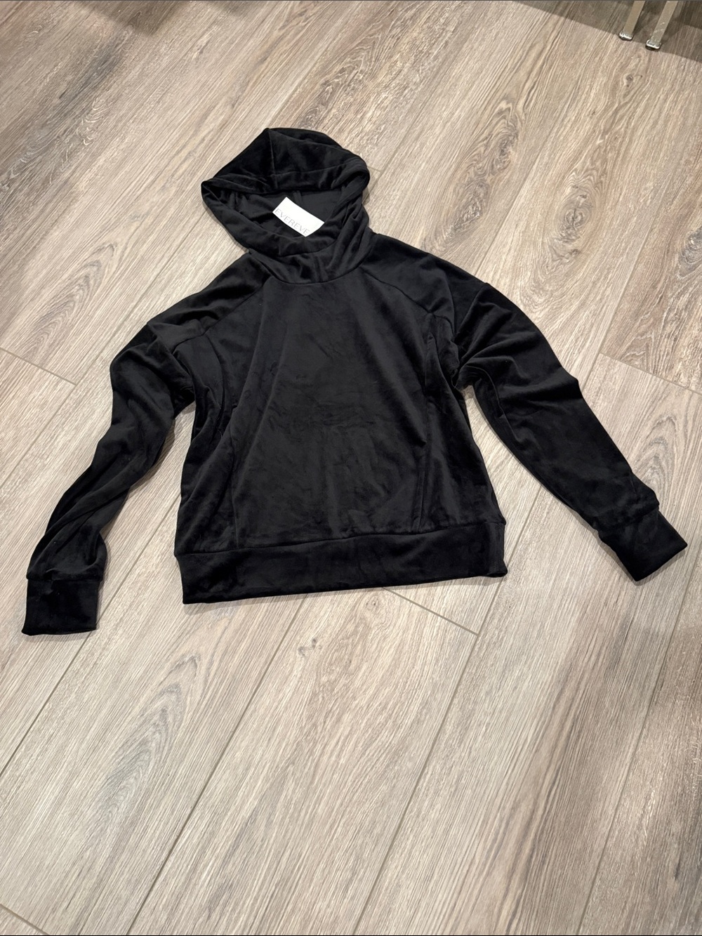 Evereve Black Velour Hoodie